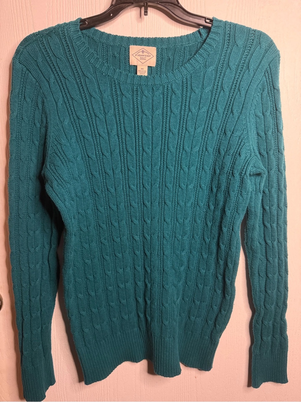 St. John's Bay Teal Cable Knit Crewneck Sweater Women’s